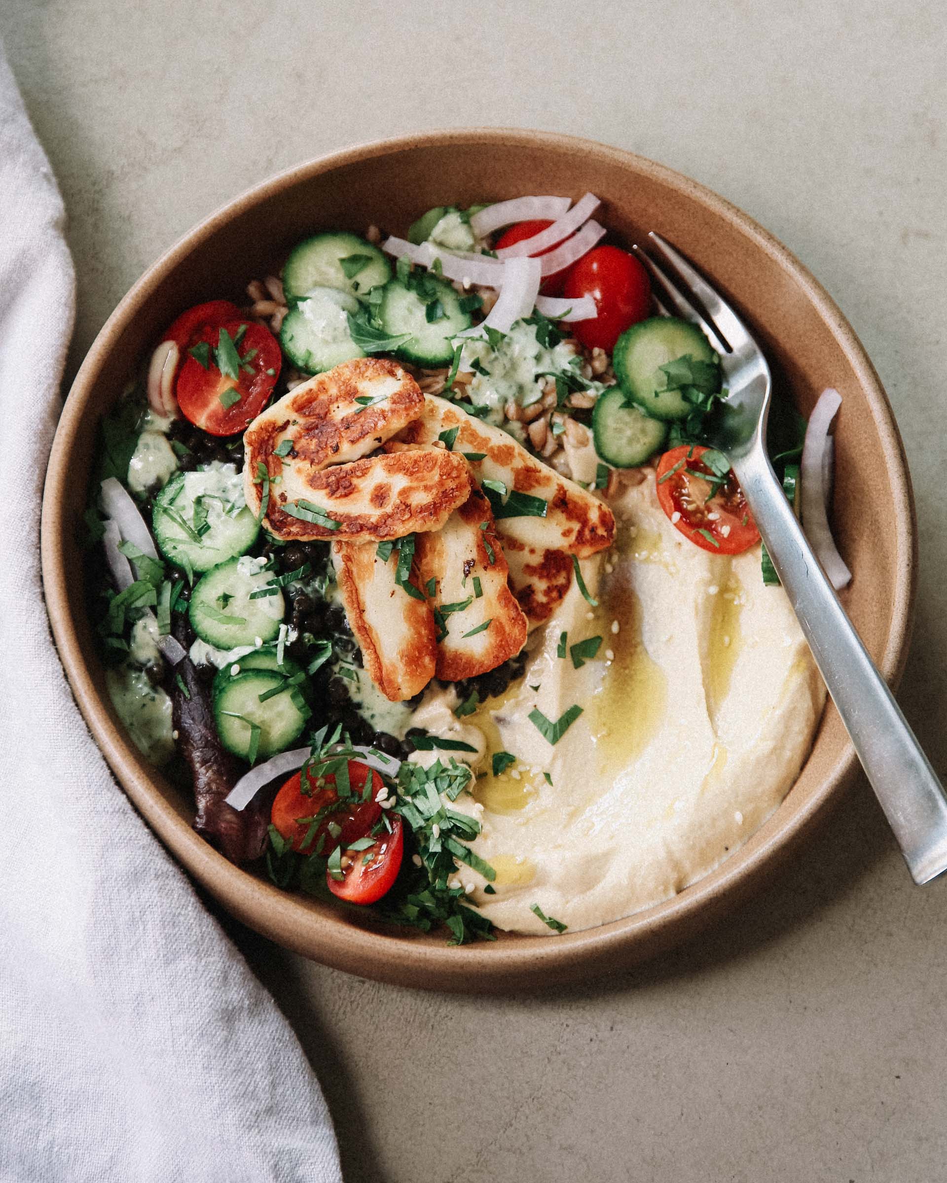 Halloumi Hummus Bowls