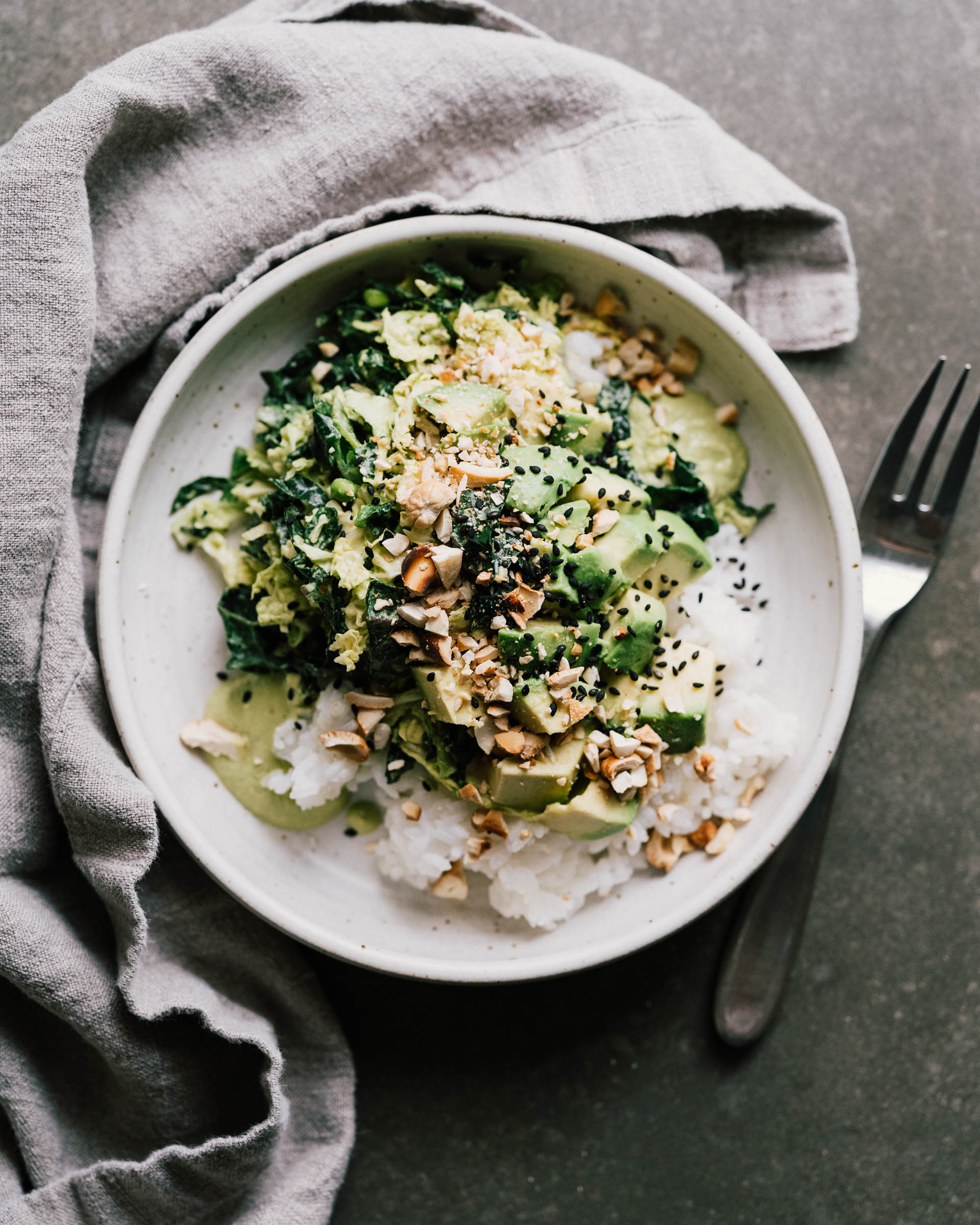 Green Cabbage Crunch Grain Bowls