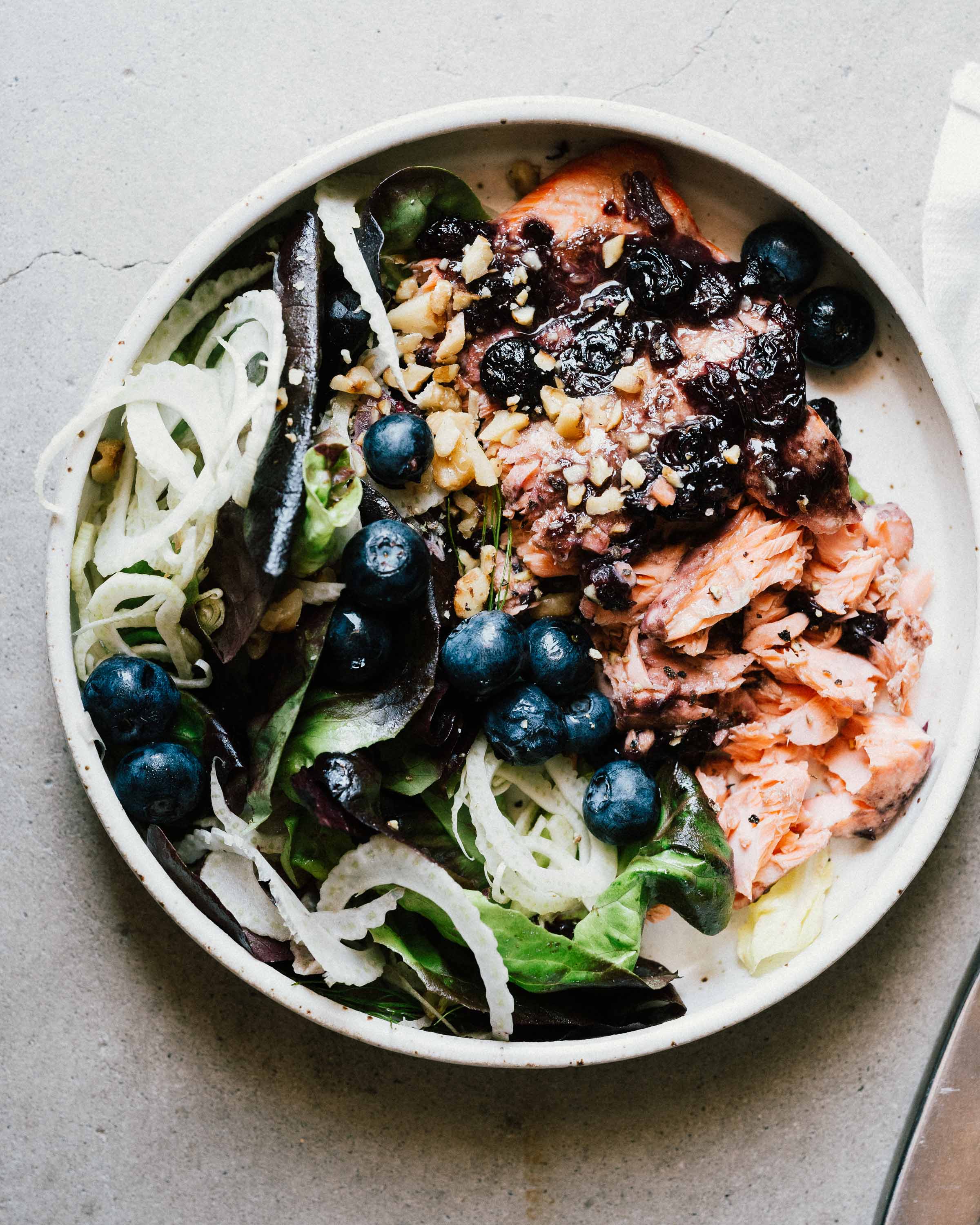 Blueberry Balsamic Salmon Salad