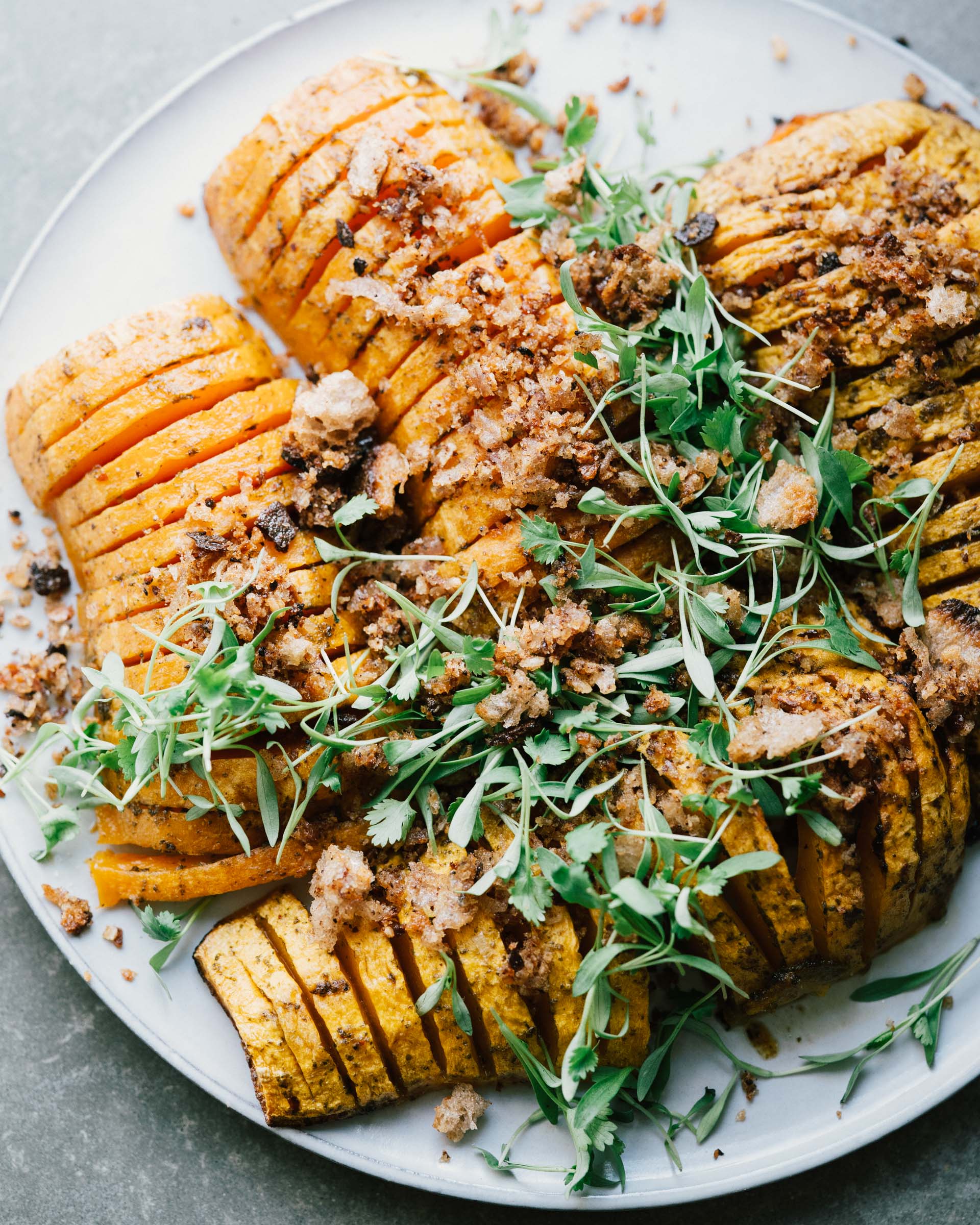 Hassleback Butternut w/ Crispy Breadcrumbs